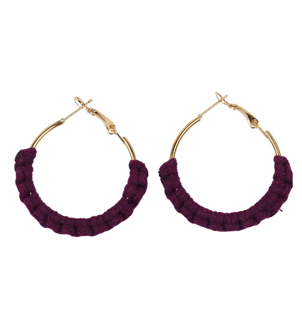 Plum Woven Hoops Earrings