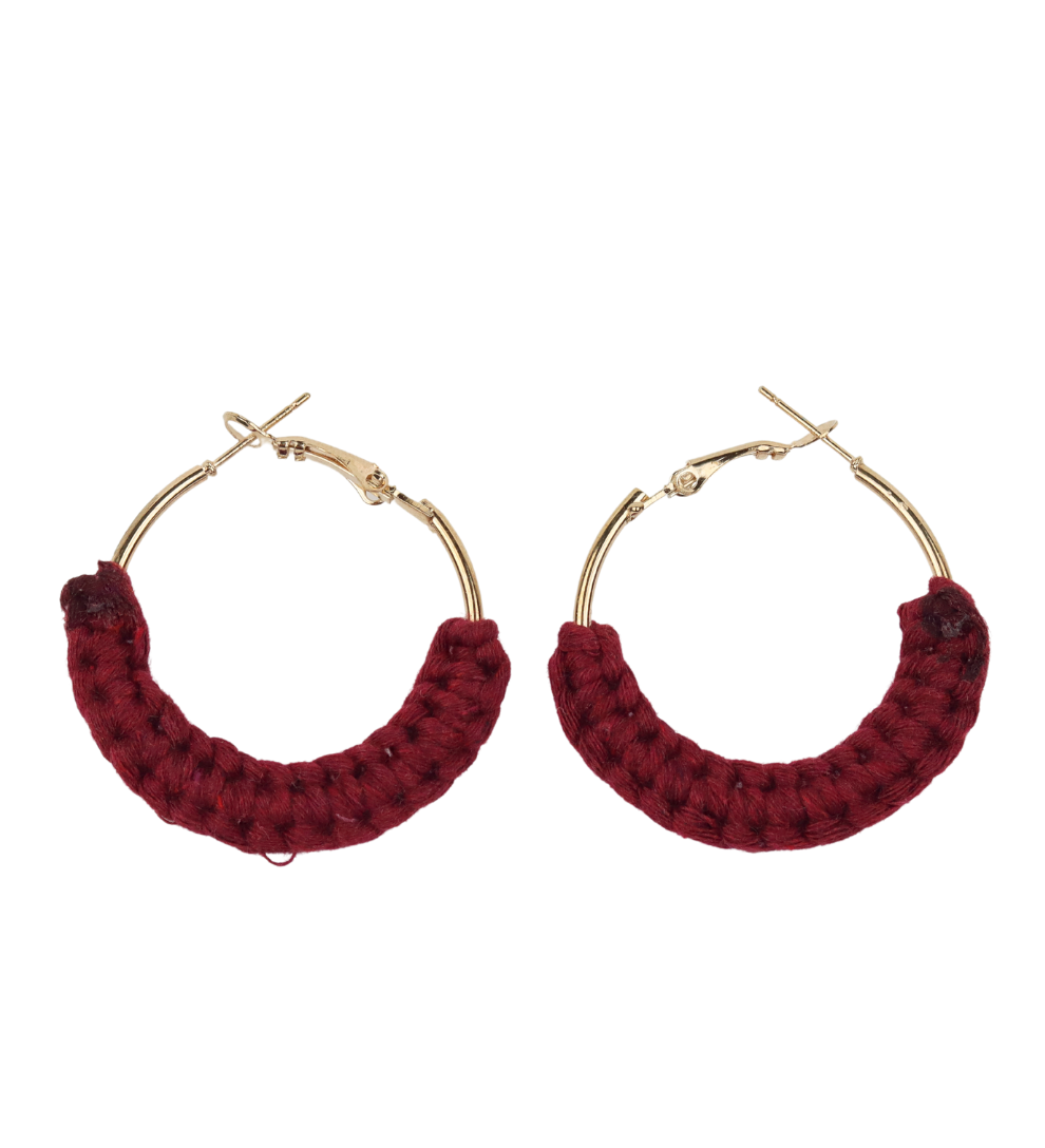 Wine Thread Hoops Earrings