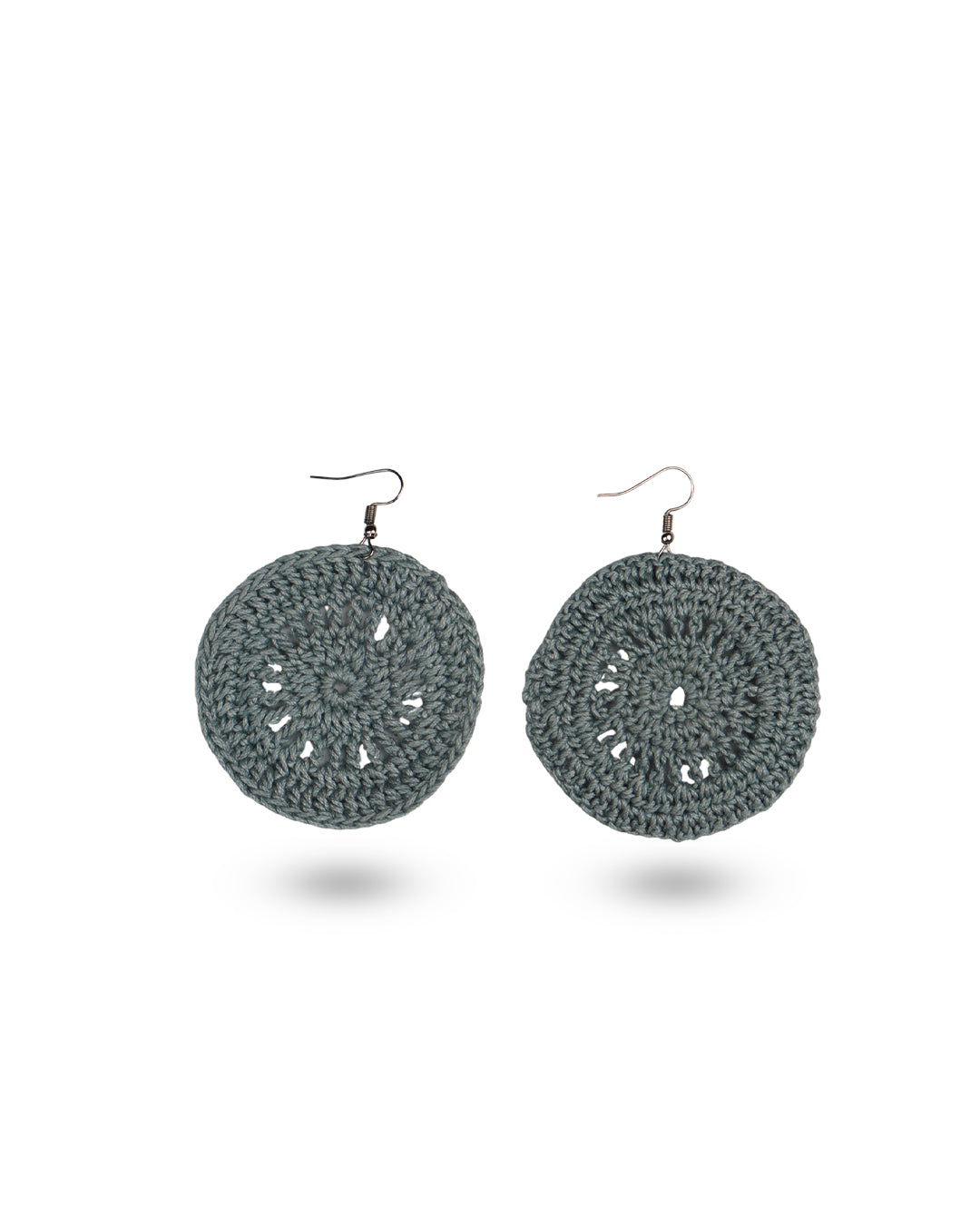 Slate Mandala Crochet Earrings