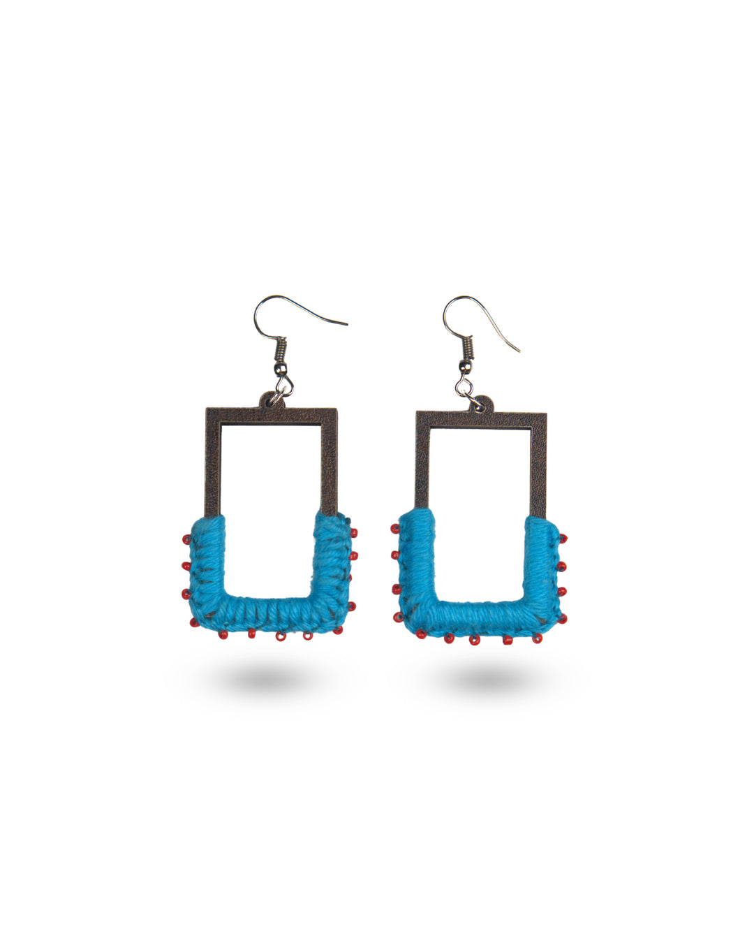 Indigo Frame Beadwork Earrings
