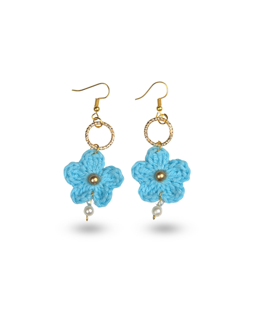 Azure Bloom Pearl Drop Earrings