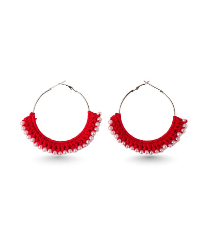 Crimson Pearl Hoops