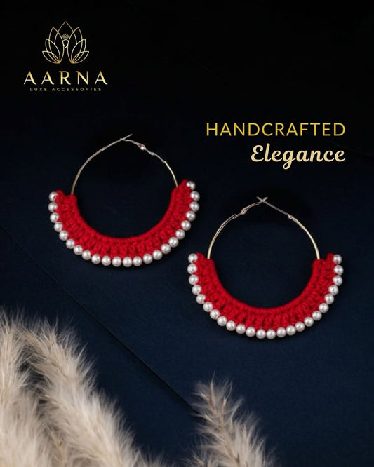 Crimson Pearl Hoops