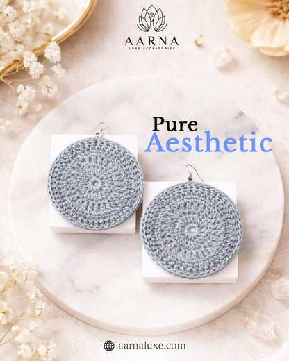 Slate Mandala Crochet Earrings