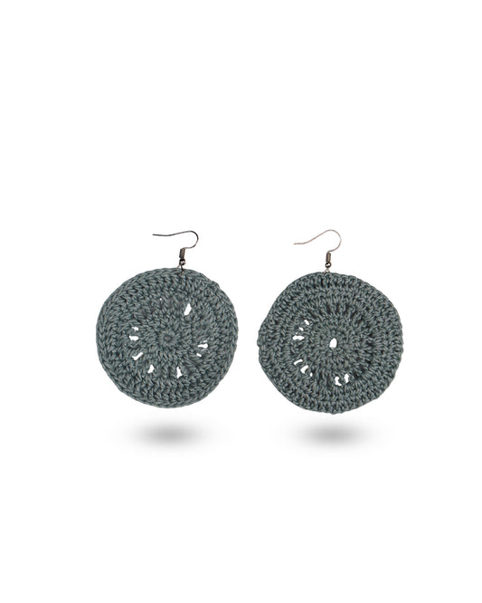 Slate Mandala Crochet Earrings