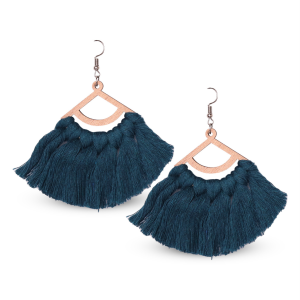 Teal Boho Tassel Earrings