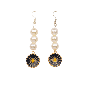 Black Petal Drop Earrings
