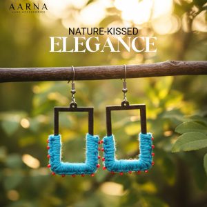 Indigo Frame Beadwork Earrings