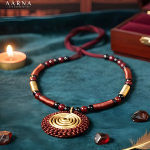 Handcrafted Spiral Pendant Beaded Necklace