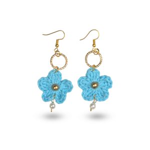 Azure Bloom Pearl Drop Earrings