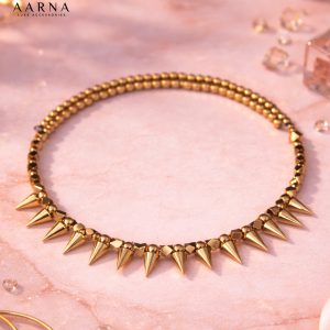 Gold Spike Beaded Necklace
